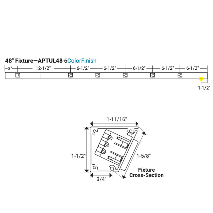 Task Lighting APTU 48" Slim Angle Power Strip with USB-A/C