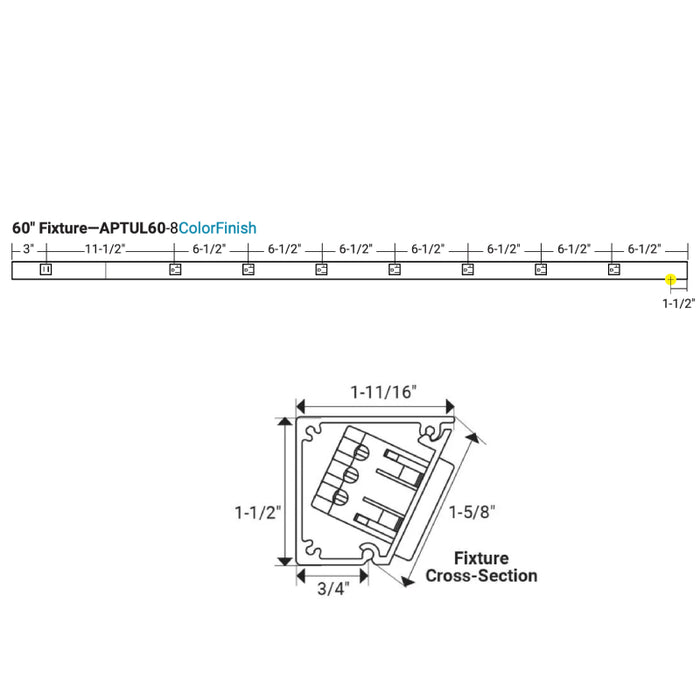 Task Lighting APTU 60" Slim Angle Power Strip with USB-A/C