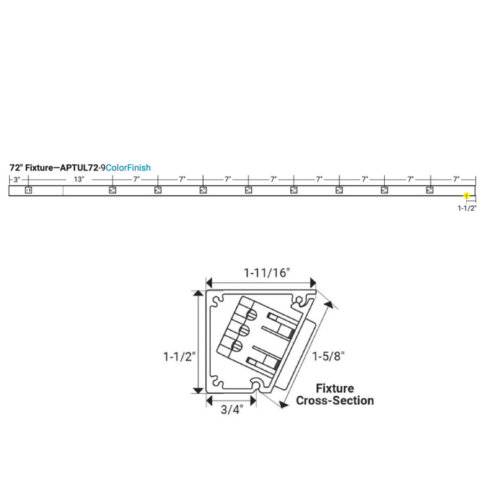Task Lighting APTU 72" Slim Angle Power Strip with USB-A/C