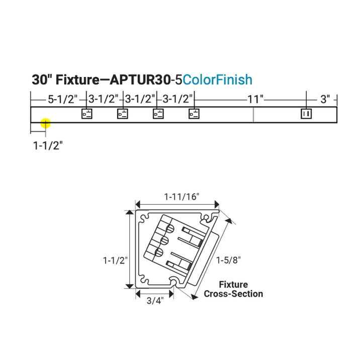 Task Lighting APTU 30" Slim Angle Power Strip with USB-A/C