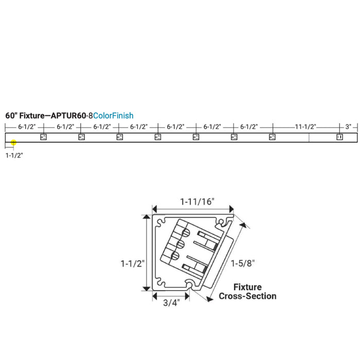 Task Lighting APTU 60" Slim Angle Power Strip with USB-A/C