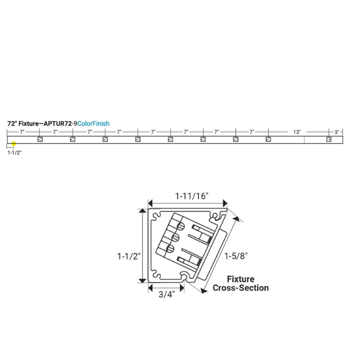 Task Lighting APTU 72" Slim Angle Power Strip with USB-A/C