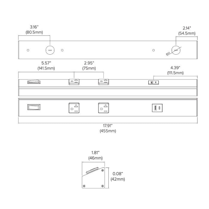 American Lighting ATOM 18" 120V AC Power Strip