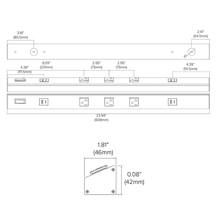 American Lighting ATOM 24" 120V AC Power Strip