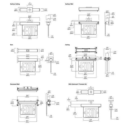 AtLite AUXSSD Edge-Lit Exit Sign, Self-Powered LED Lamp, 8" Letters