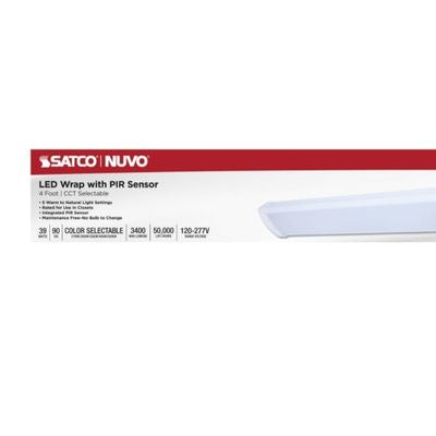 Nuvo 65-1215 4ft 39W LED Ceiling Wrap with Motion Sensor, CCT Selectable, White, 120-277V