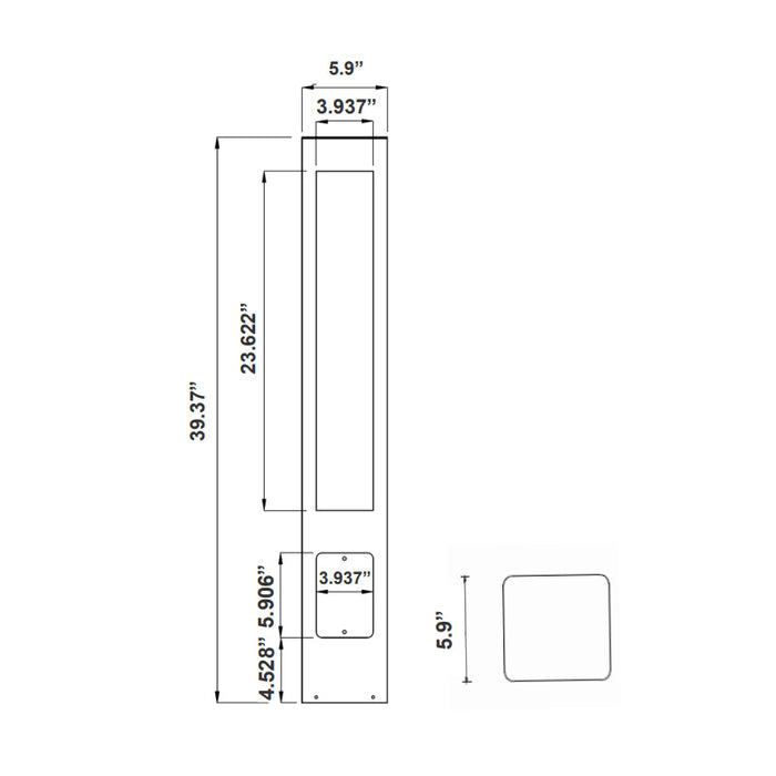 Westgate BOL-602-40-S-RGBW 40" Tall 34W LED Square Bollard, RGBW, 120-277V