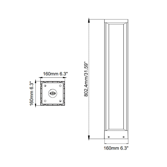 Westgate BOL-670 32" 14W/19W/24W LED Bollard Light, 5CCT Selectable, 1020 LM, 120-277V