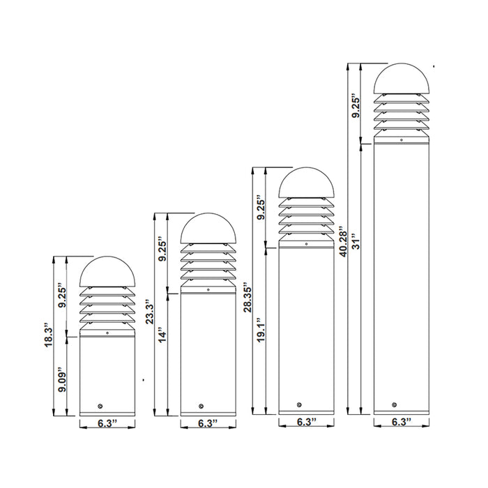 Westgate BOL-G7-100D-МСTP 10W/18W/25W LED Bollard Head, 3000K/4000K/5000K Selectable, up to 2500 LM, 120-277V