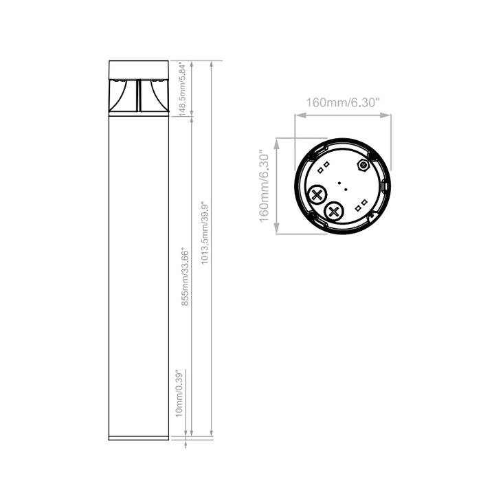 Lumark AP BOLF42-25S 15W/20W/25W LED Flat Top Bollard, 3CCT Selectable, Up to 2412 Lumens, 120-277V