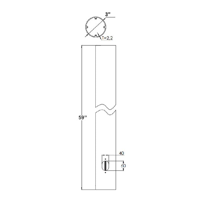 Westgate BPS-BASE-5FT 5-ft Bollard Pole System Base