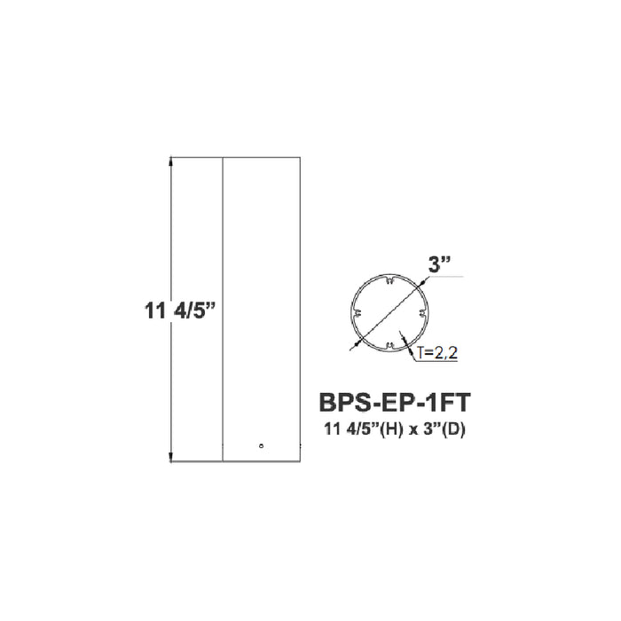 Westgate BPS-EP-1FT 1-ft Bollard Pole System Extension Pole