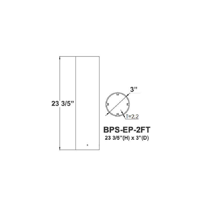 Westgate BPS-EP-2FT 2-ft Bollard Pole System Extension Pole