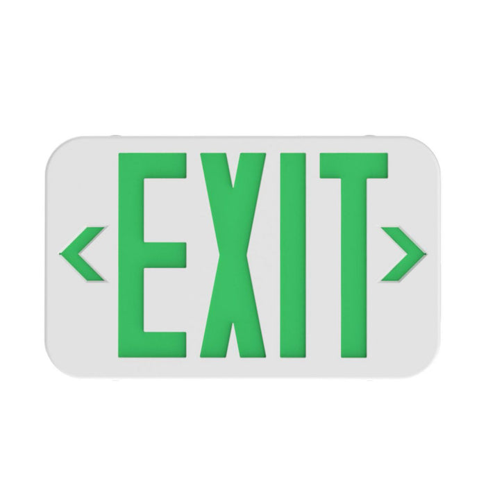 Compass CEGSD White Thermoplastic LED Emergency Exit Sign, Self-Test/Self-Diagnostics, NiCad Battery - Universal Face, Green Letters