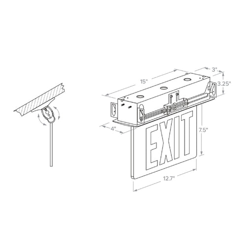 Compass CEL Series Edge-Lit LED Recessed Exit Sign, Double Face, Green Letters, AC only