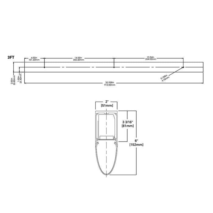 Fail-Safe CFA 3-ft Cleanroom Surface LED