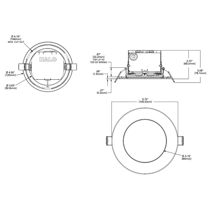 Halo CJB4 4" LED Canless Integrated JBox Downlight, CCT Selectable