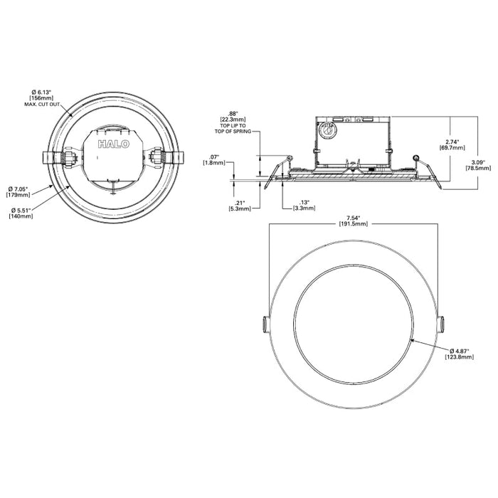 Halo CJB6R 6" LED 2-in-1 Installation Integrated JBox Downlight, CCT Selectable