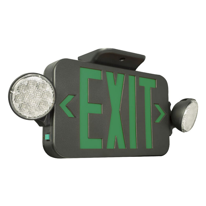 Compass CCGB LED Combination Exit/Emergency Light, NiCad Battery - Universal Face Face, Green Letters - No Price