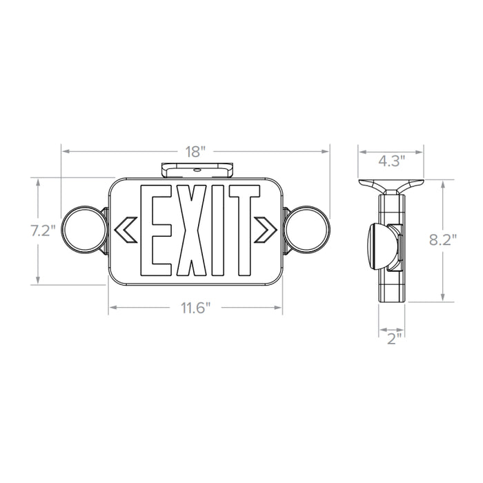 Compass CCR LED Combination Exit/Emergency Light - Red Letters
