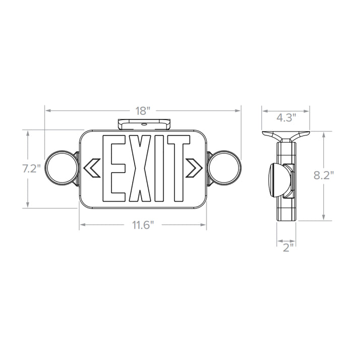 Compass CCRG LED Combination Exit/Emergency Light, NiCad Battery - Universal Face Face - No Price