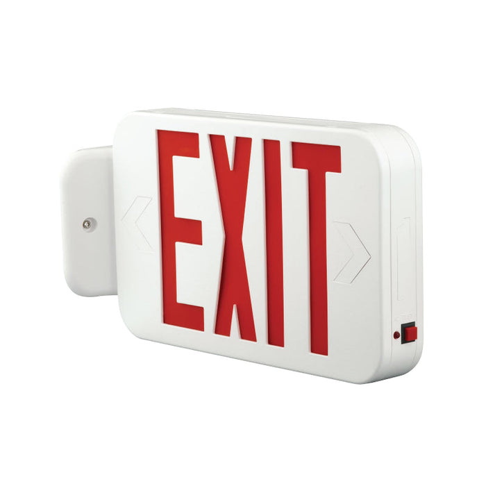 Compass CAR White Thermoplastic LED Exit Sign, AC Only - Universal Face, Red Letters