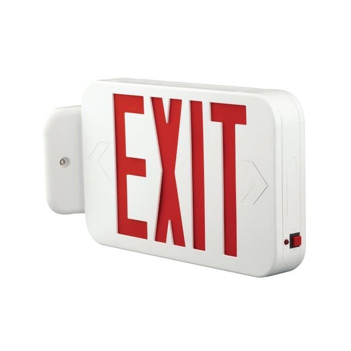 Compass CAR White Thermoplastic LED Exit Sign, AC Only - Universal Fac
