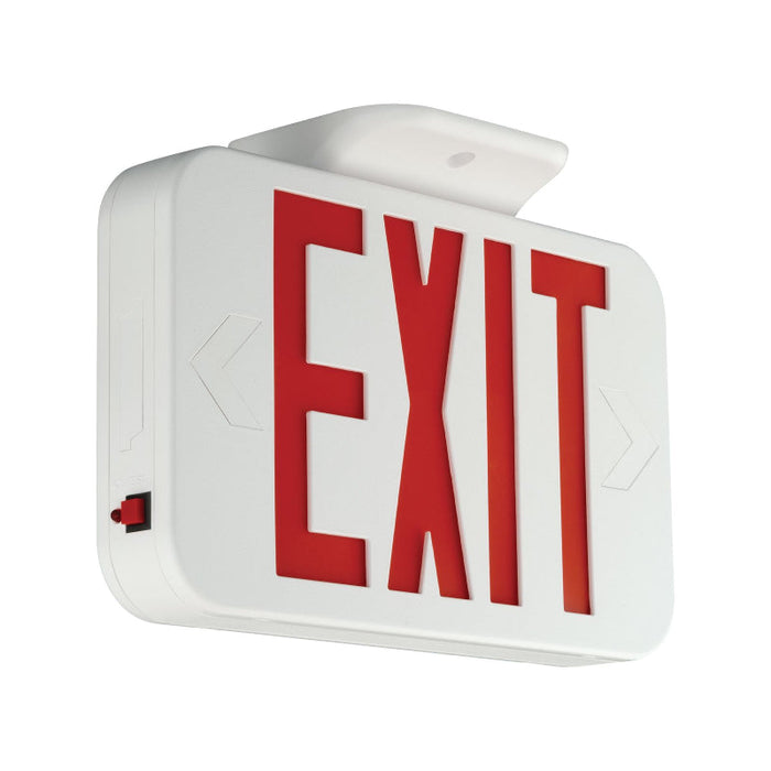 Compass CAR White Thermoplastic LED Exit Sign, AC Only - Universal Face, Red Letters