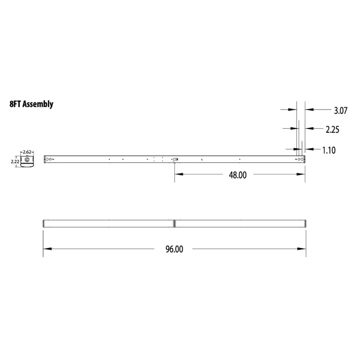 Lithonia CSS 8-ft 43W/58W/74W LED Strip Light, 3CCT & Lumens Switchable, with 10W Emergency Battery Pack, 120-277V