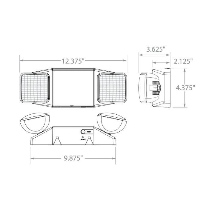 Compass CU2SQ Dual Square Head LED Emergency Light, NiCad Battery