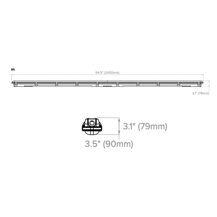 Columbia CVT 8-ft LED Linear Vaportite, 3CCT & Lumen Switchable