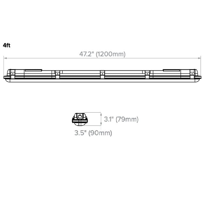 Columbia CVT 4-ft LED Linear Vaportite, 3CCT & Lumen Switchable