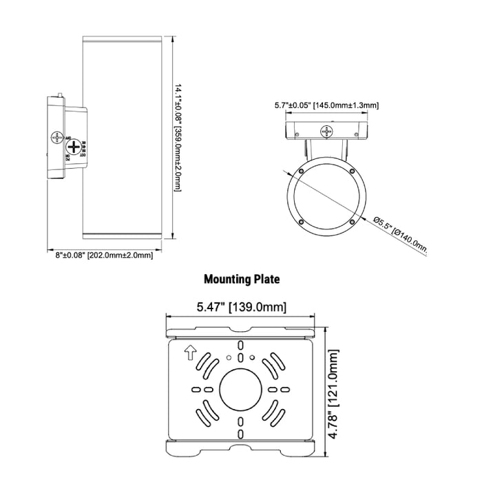 Lumark CYL 15W-30W LED Wall Cylinder, 3CCT Selectable, 120-347V