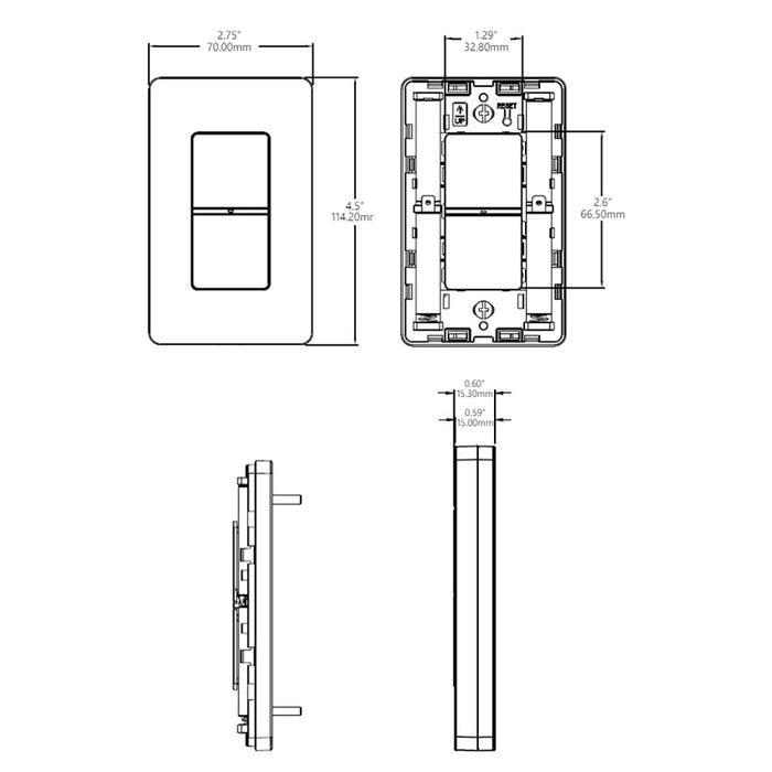 NX Lighting Controls NXC-WWD2-2SM Wireless Wall Dimmer, Surface Mount