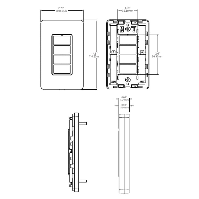 NX Lighting Controls NXC-WWD2-4SM Wireless Scene Switch, Surface Mount