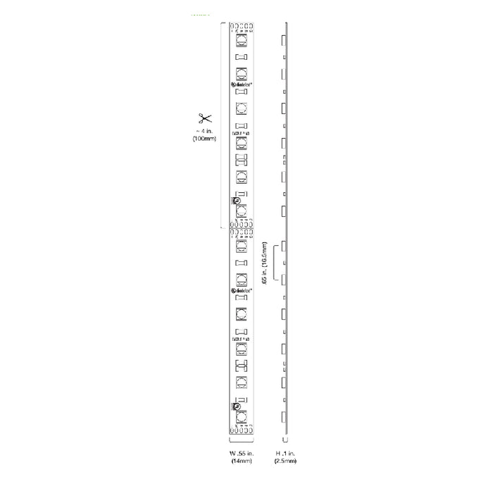 Diode LED DAZZLE RGBW 4D 24V 6.4W/Ft. 16.4Ft RGBW Color Changing LED Tape Light