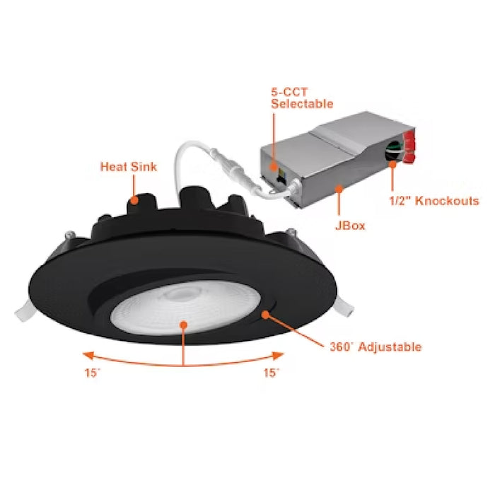 Envision LED 6" 18W Gimbal Adjustable Downlight Canless