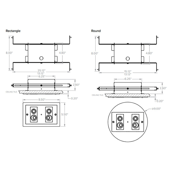 Dual-Lite EV4R Series 4W Recessed Ceiling Mount LED Emergency Light, No Self Diagnostics