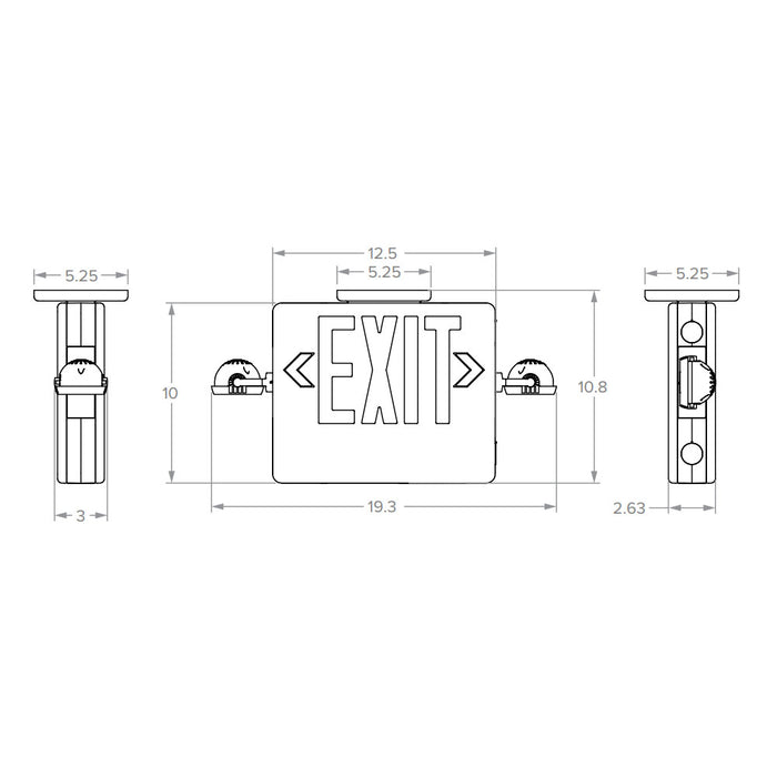 Dual-Lite EVCHLU High Lumen LED Combination Exit/Emergency Light, Universal Single/ Double Face