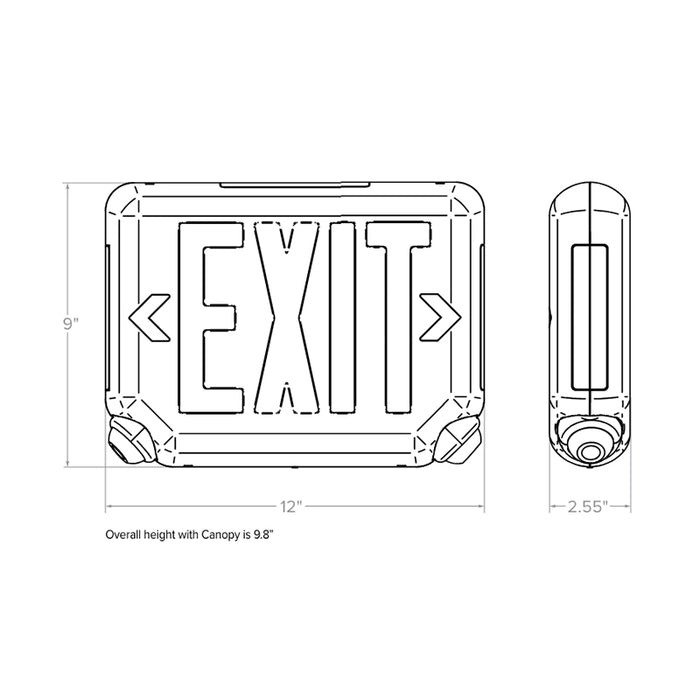 Dual-Lite EVC Series Combination LED Emergency Light/ Exit Sign, Universal Face