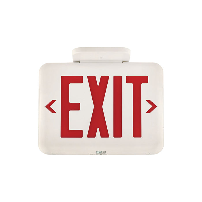 Dual-Lite EVC Series Combination LED Emergency Light/ Exit Sign, Universal Face, Damp Listed, Spectron Self Diagnostics - Red Letters