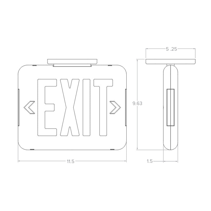 Dual-Lite EVEURW EVE Series LED Exit Sign, Universal Face, AC Only