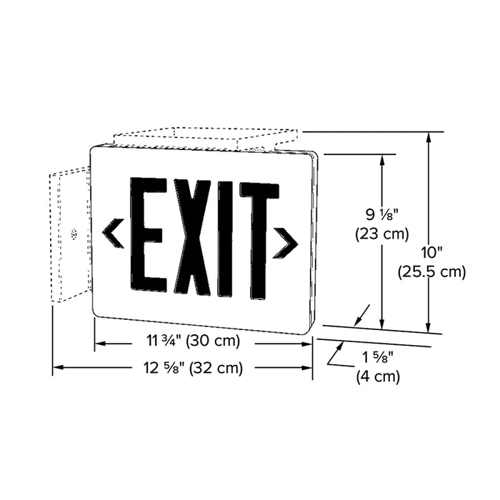 Dual-Lite SESGWEI Die Cast LED Exit Sign, Universal Mount, Single Face, Green Letters, White Finish, Emergencey Operation, Spectron Self-Diagnostic