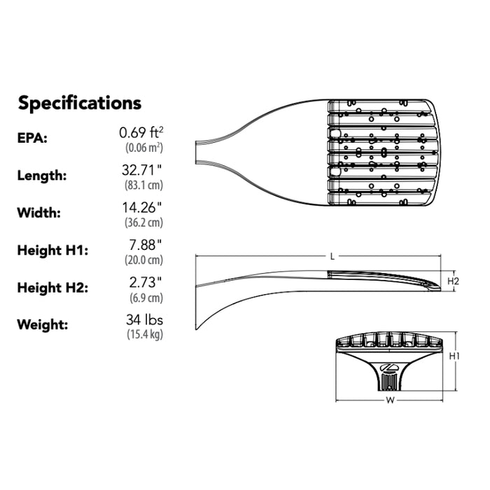 Lithonia Design Select DSX1 LED P1 D-Series 51W LED Area Luminaire, 4000K, Type IV, Square Pole