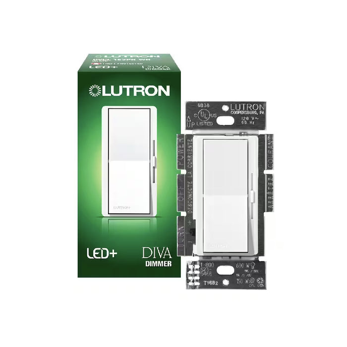 Lutron DVCL-153PR Diva Switch for Dimmable LED/ Incandescent ,150W Single Pole/3-Way , White