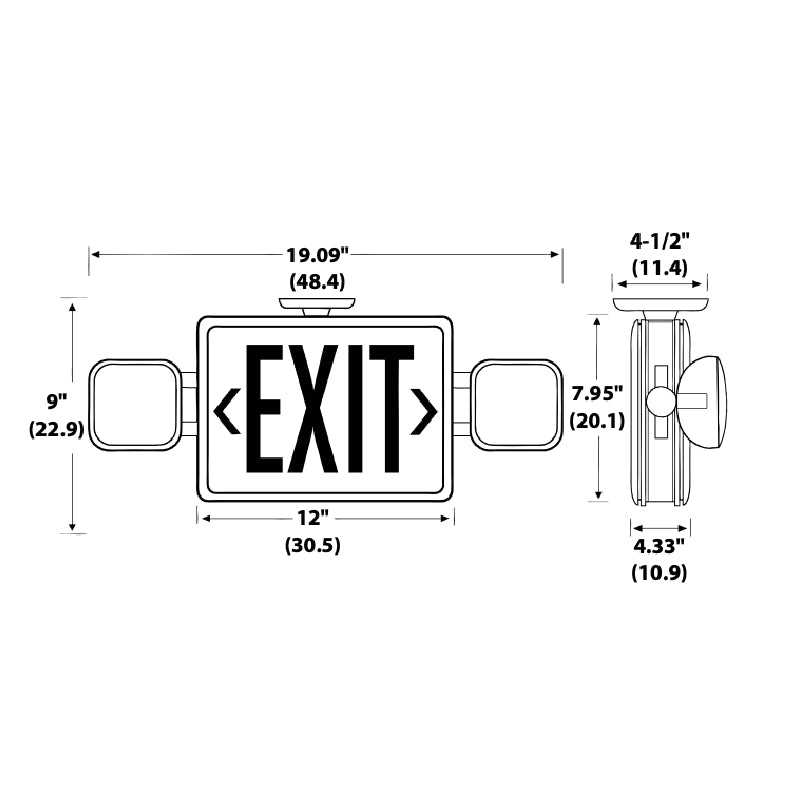 Lithonia Contractor Select ECRG LED Emergency Light/Exit Combo with remote capacity, Square Lamp Heads