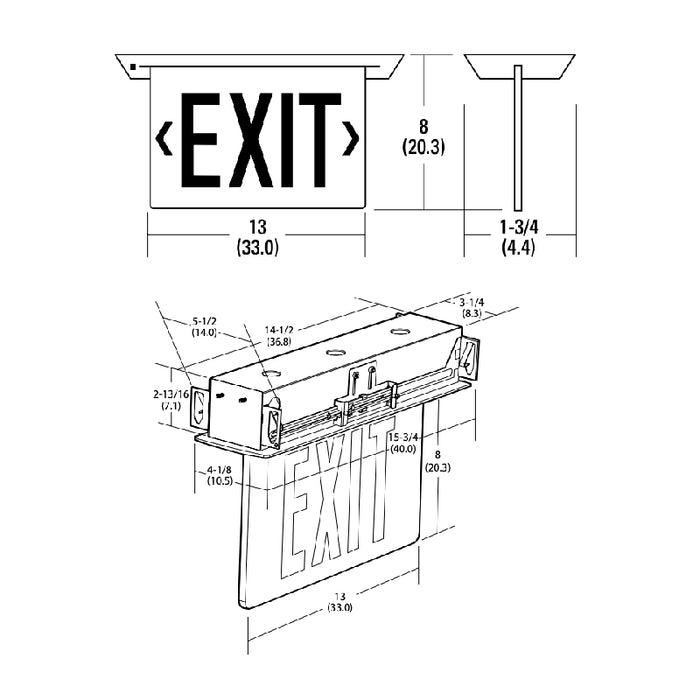Lithonia EDGR LED Recessed Edge-Lit Exits, Single Face