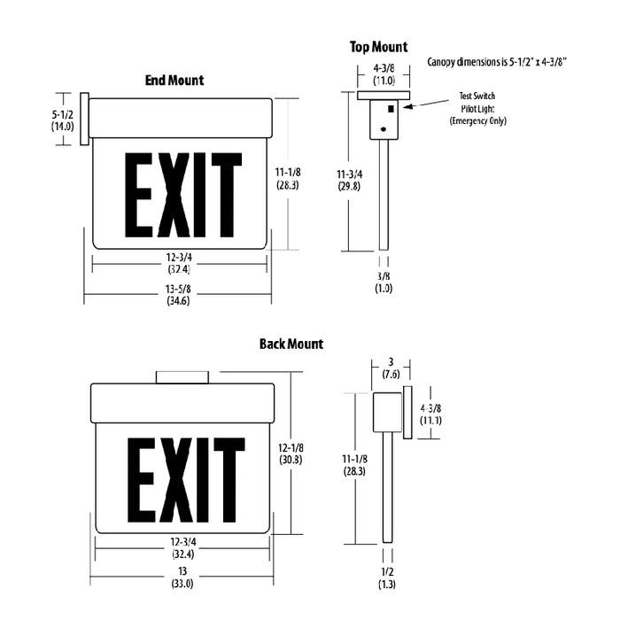 Lithonia EDG LED Edge-Lit Exits with Battery Backup, Single Face