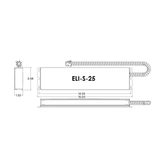Bodine ELIS25J1UK50C1ADI1 25VA Emergency Inverter, Conduit Out One End, Automatic Dimming