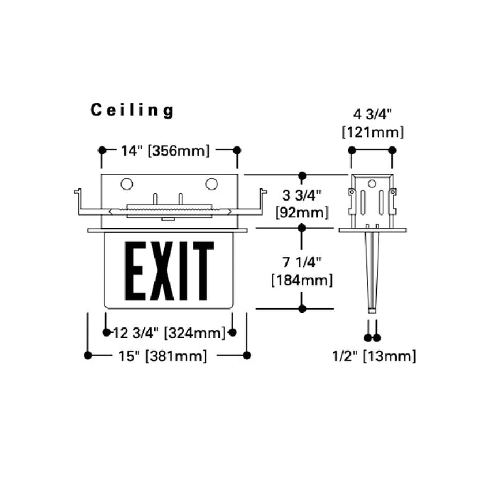 Sure-Lites ELX7 LED Edge Lit Exit Sign, Self-Powered, Ceiling Mount